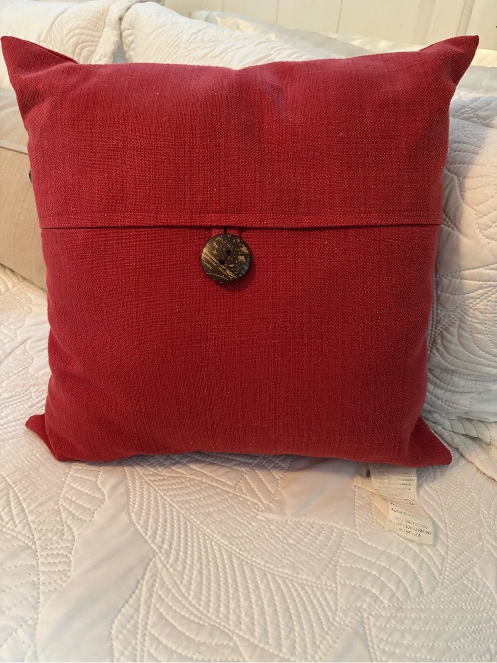 Kohl's Rust/Red Textured Accent Pillow with Decorative Button